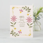Invitation Mariage Céleste Botanique Vintage  (Debout devant)