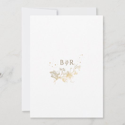 Invitation Mariage céleste chic blanc et or (Dos)