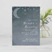 Invitation Mariage céleste croissant de lune sarcelle foncé (Debout devant)