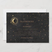 Invitation Mariage céleste de la lune de croissant noir de mi (Devant)