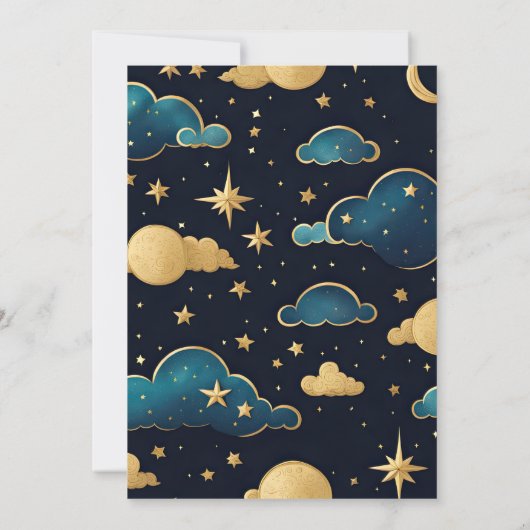 Invitation Mariage céleste de minuit bleu étoiles de lune (Dos)