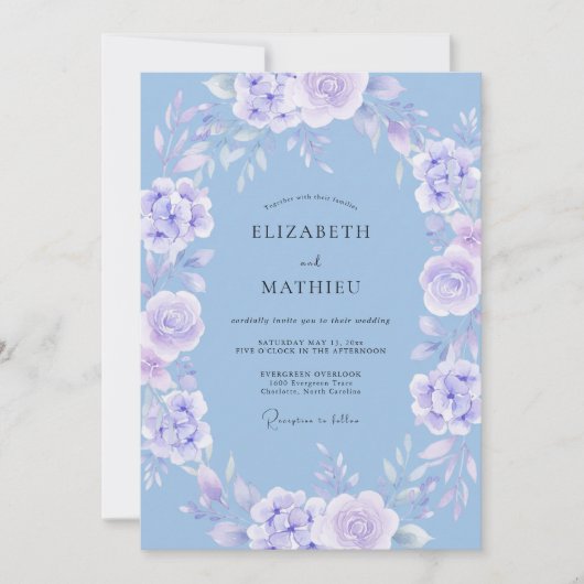 Invitation Mariage Céleste de Printemps au Lavande Pervenche (Devant)