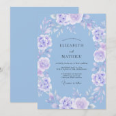 Invitation Mariage Céleste de Printemps au Lavande Pervenche (Devant / Derrière)