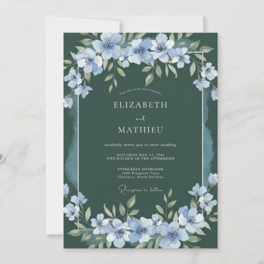 Invitation Mariage Céleste de Printemps Vert Chasseur (Devant)