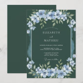 Invitation Mariage Céleste de Printemps Vert Chasseur (Devant / Derrière)