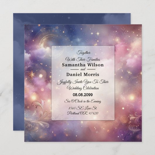 Invitation Mariage céleste de Stardust (Devant / Derrière)