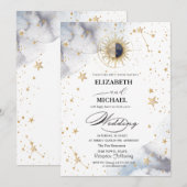Invitation Mariage céleste des étoiles du soleil (Devant / Derrière)