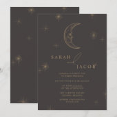 Invitation Mariage céleste d'étoiles et de lune (Devant / Derrière)