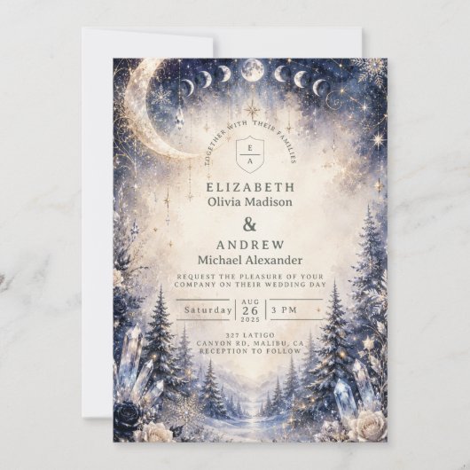 Invitation Mariage céleste d'hiver intemporel (Devant)