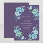 Invitation Mariage céleste d'hiver violet (Devant / Derrière)