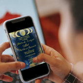 Invitation Mariage céleste du croissant de lune élégant : Ble