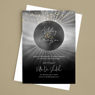 Invitation Mariage céleste élégant noir et or