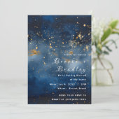 Invitation Mariage céleste en or de minuit (Debout devant)