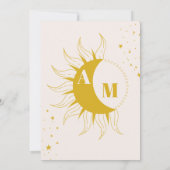 Invitation Mariage céleste en or vintage monogramme (Dos)