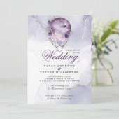 Invitation Mariage céleste ésotérique dusté pourpre (Debout devant)