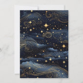 Invitation Mariage Céleste Étoiles Bleu Minuit Lune (Dos)