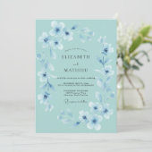 Invitation Mariage Céleste Fleurissant de Bleu Ciel (Debout devant)