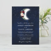 Invitation Mariage céleste Floral Moon Stars Photo (Debout devant)