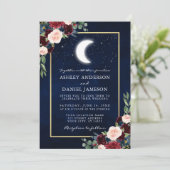 Invitation Mariage céleste Gold Moon Stars Photo (Debout devant)
