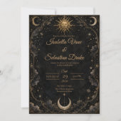 Invitation Mariage céleste gothique Soleil Lune (Devant)