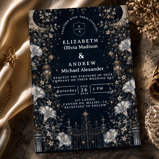 Invitation Mariage céleste gothique sombre