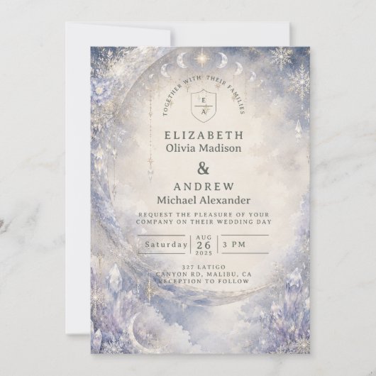 Invitation Mariage céleste hivernal éthéré (Devant)
