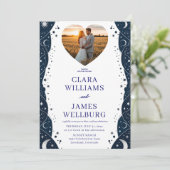 Invitation Mariage céleste Inviter Modèle - Deep Blue & Si (Debout devant)