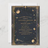 Invitation Mariage Céleste Lune Étoiles Vintage (Devant)