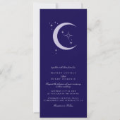 Invitation Mariage céleste minimaliste Lune Étoiles Bleu mari (Devant)