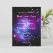 Invitation Mariage céleste minimaliste noir et violet (Debout devant)