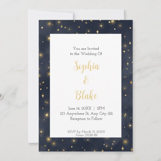Invitation Mariage céleste moderne sous les étoiles (Devant)