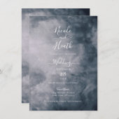 Invitation Mariage céleste Moody Blue Sky Nuds (Devant / Derrière)