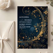 Invitation Mariage céleste mystique bleu de minuit