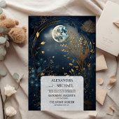 Invitation Mariage céleste mystique bleu de minuit