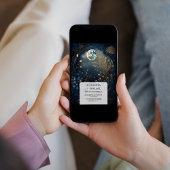 Invitation Mariage céleste mystique bleu de minuit