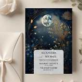 Invitation Mariage céleste mystique bleu de minuit
