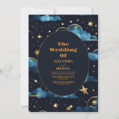 Invitation Mariage céleste mystique bleu de minuit (Devant)