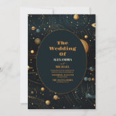 Invitation Mariage céleste mystique bleu de minuit (Devant)