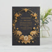 Invitation Mariage Céleste Mystique Lune Or (Debout devant)