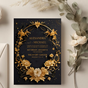 Invitation Mariage Céleste Mystique Lune Or