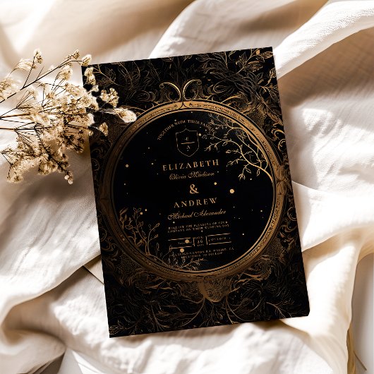 Invitation Mariage Céleste Mystique Or