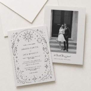 Invitation Mariage céleste noir et ivoire victorien