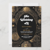 Invitation Mariage Céleste Noir Or (Devant)