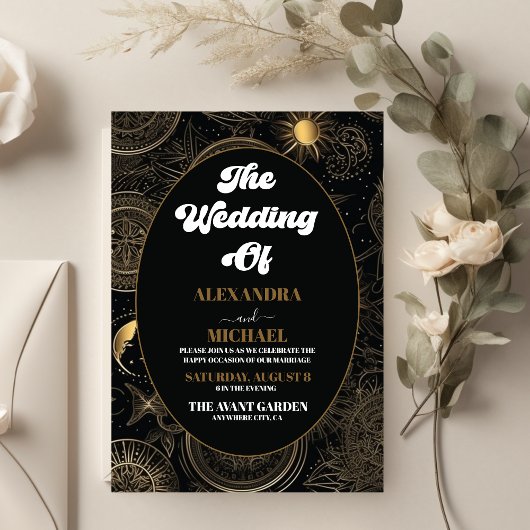 Invitation Mariage Céleste Noir Or