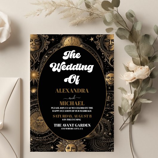 Invitation Mariage Céleste Noir Or