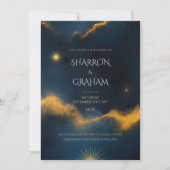 Invitation Mariage céleste - Nuit étoilée bleue de minuit (Devant)
