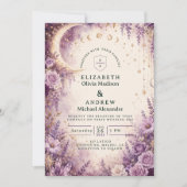 Invitation Mariage céleste pourpre enchanté (Devant)