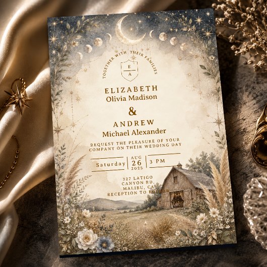 Invitation Mariage céleste rustique