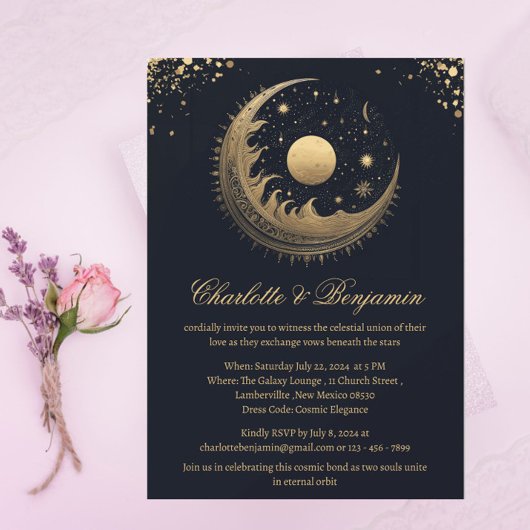 Invitation Mariage céleste rustique vintage