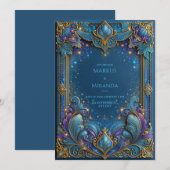 Invitation Mariage céleste Saphir Or (Devant / Derrière)